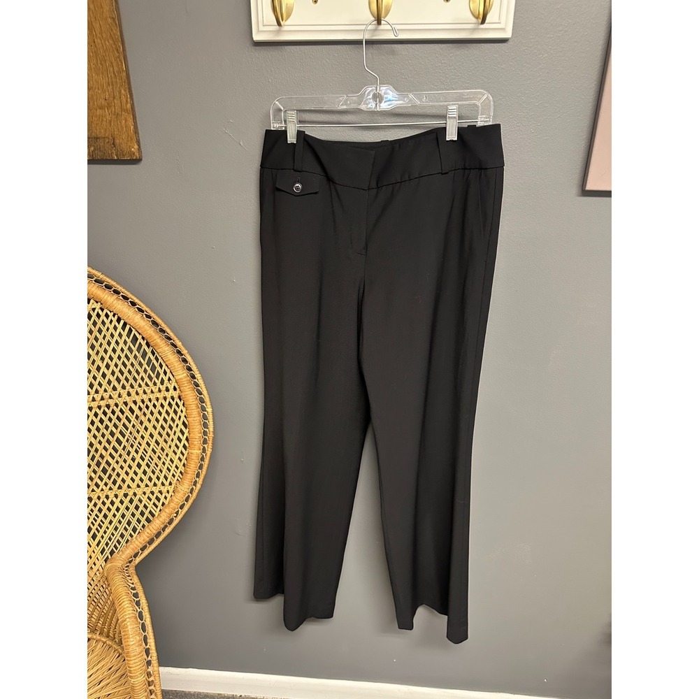 Talbots Womens Size 10 Trousers Black Wide Leg Dress Pants Wool Blend Career